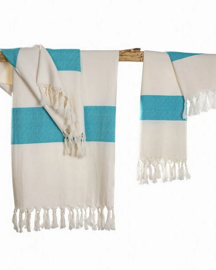 Produktseite: HängemattenGlück Hamamtuch/Strandtuch, handgewebt, flauschig, Bio-Baumwolle, GOTS-zertifiziert, 100x180cm