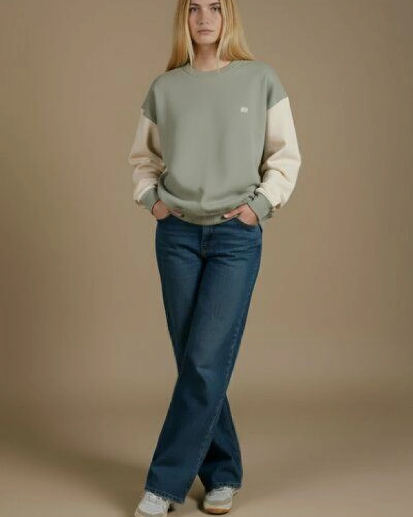 Trendsplant Women's Color Block Oversized Sweatshirt Iron Veil – Ansicht 2