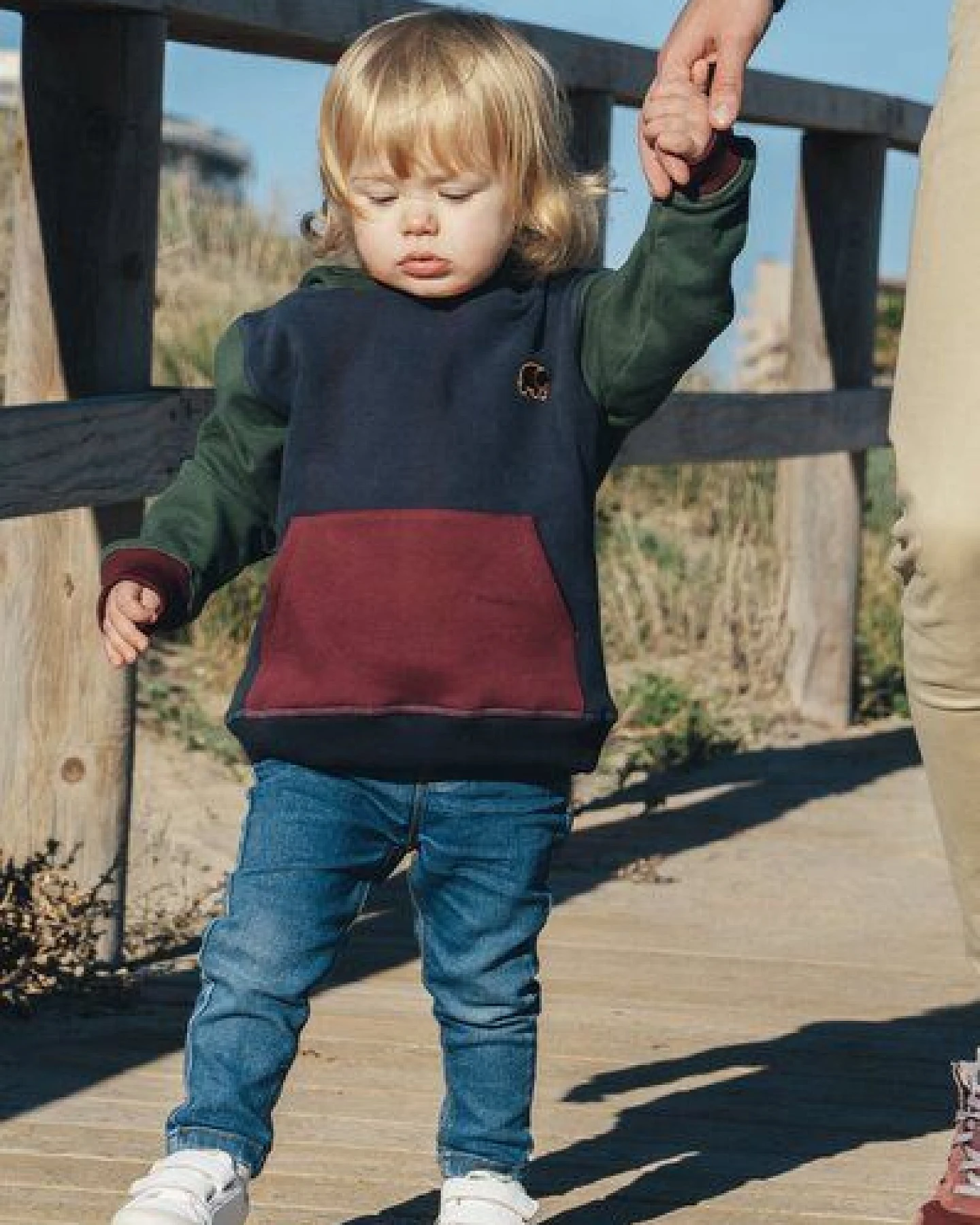 Kid's Color Block Hoodie Trendsplant Blue – Ansicht 2