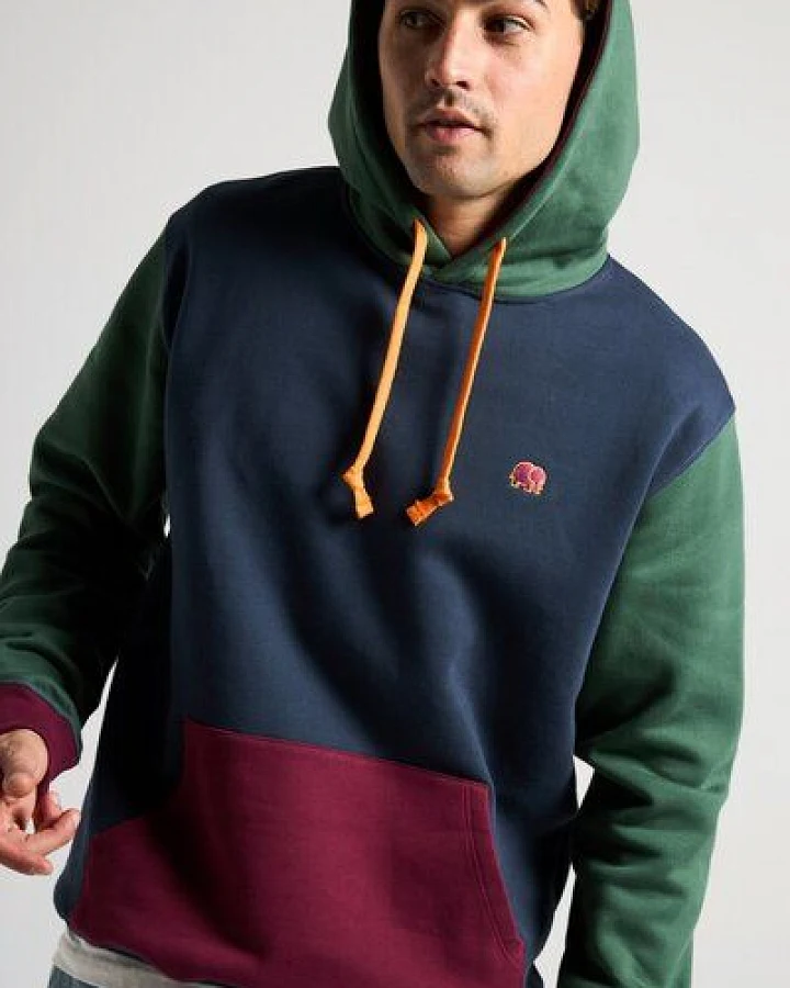 Organic Color Block Hoodie Trendsplant Blue
