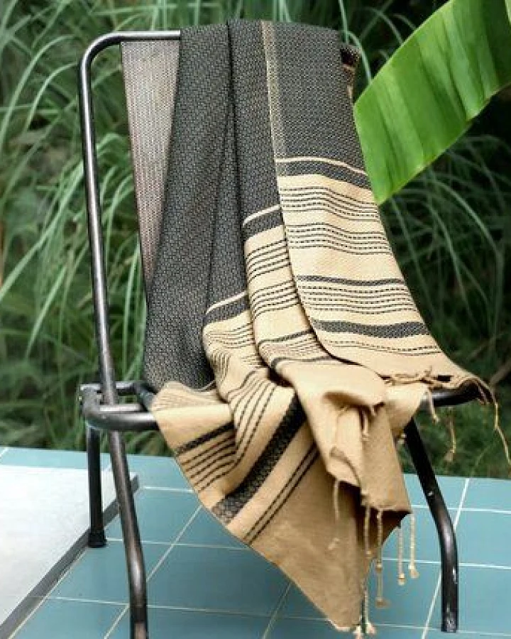 Karawan authentic Hamamtuch Fouta "sand" aus Biobaumwolle, 100 × 200 cm