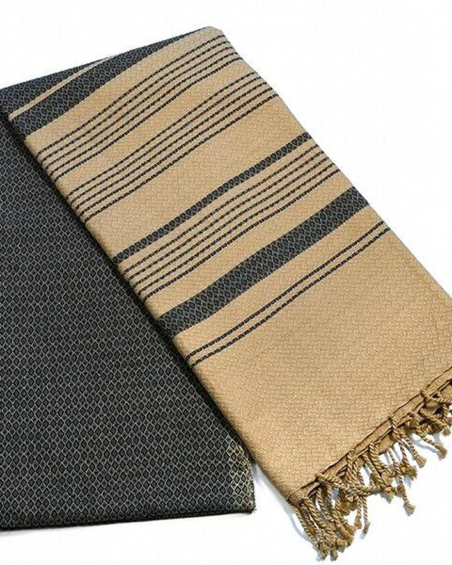 Karawan authentic Hamamtuch Fouta "sand" aus Biobaumwolle, 100 × 200 cm – Ansicht 2