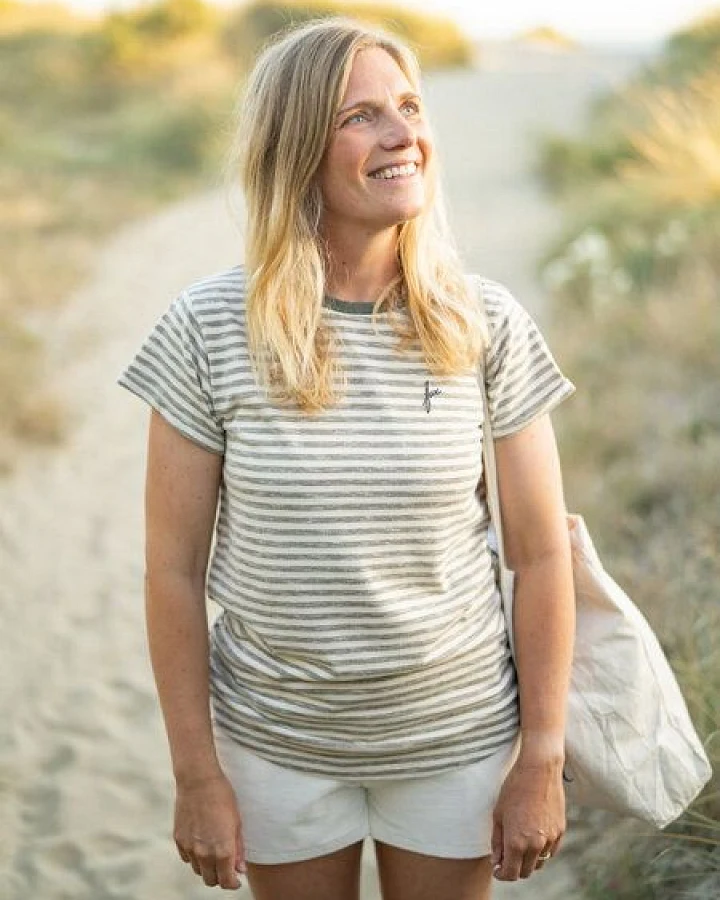 FUXBAU Frauen fux Merida T-Shirt - beige grünmeliert