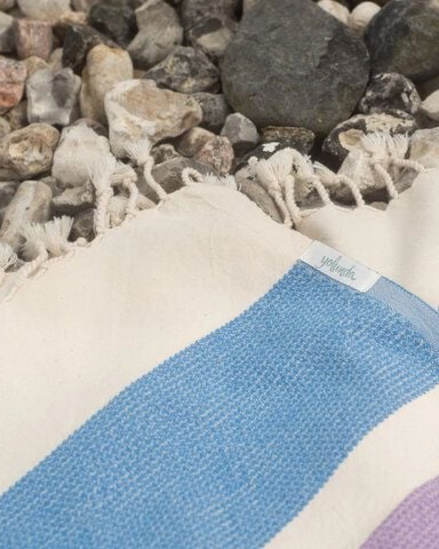 Yolunda Hamamtuch, Strandtuch Dalya Bio-Baumwolle zweifarbig gestreift – Ansicht 4