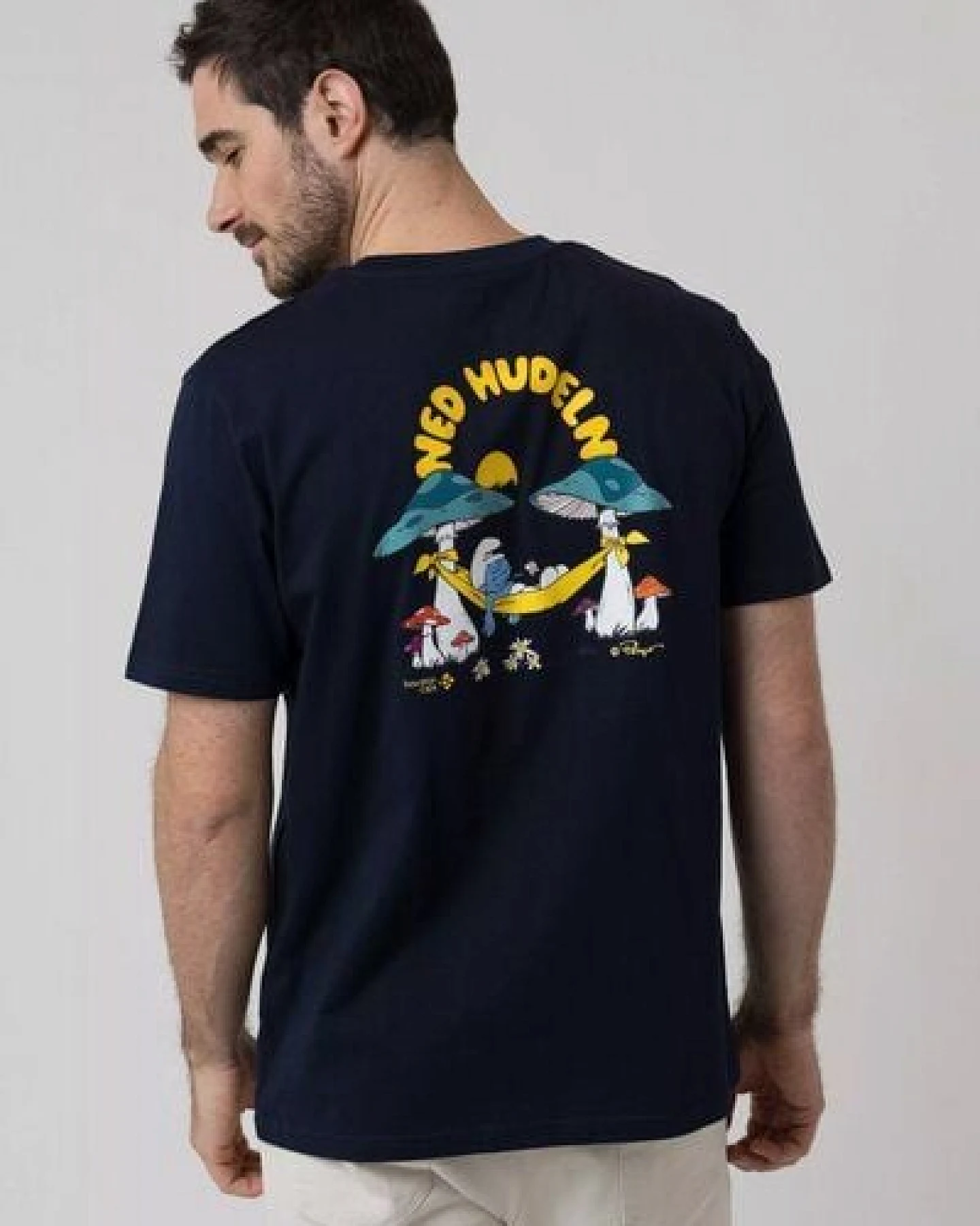 Bavarian Caps Herren T-Shirt Schlümpfe: Ned Hudeln - Dunkelblau – Ansicht 2