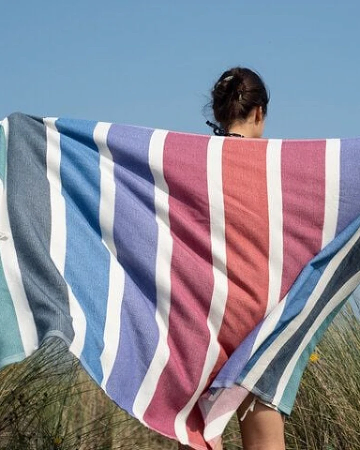 Yolunda Hamamtuch, Strandtuch Dalya Bio-Baumwolle bunt gestreift