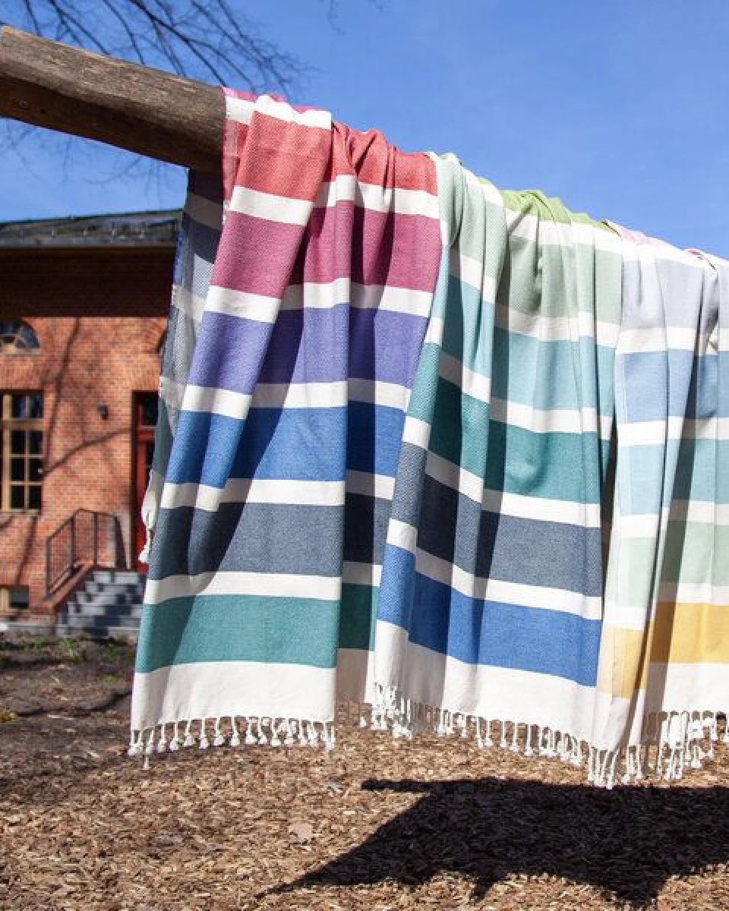 Yolunda Hamamtuch, Strandtuch Dalya Bio-Baumwolle bunt gestreift – Ansicht 2