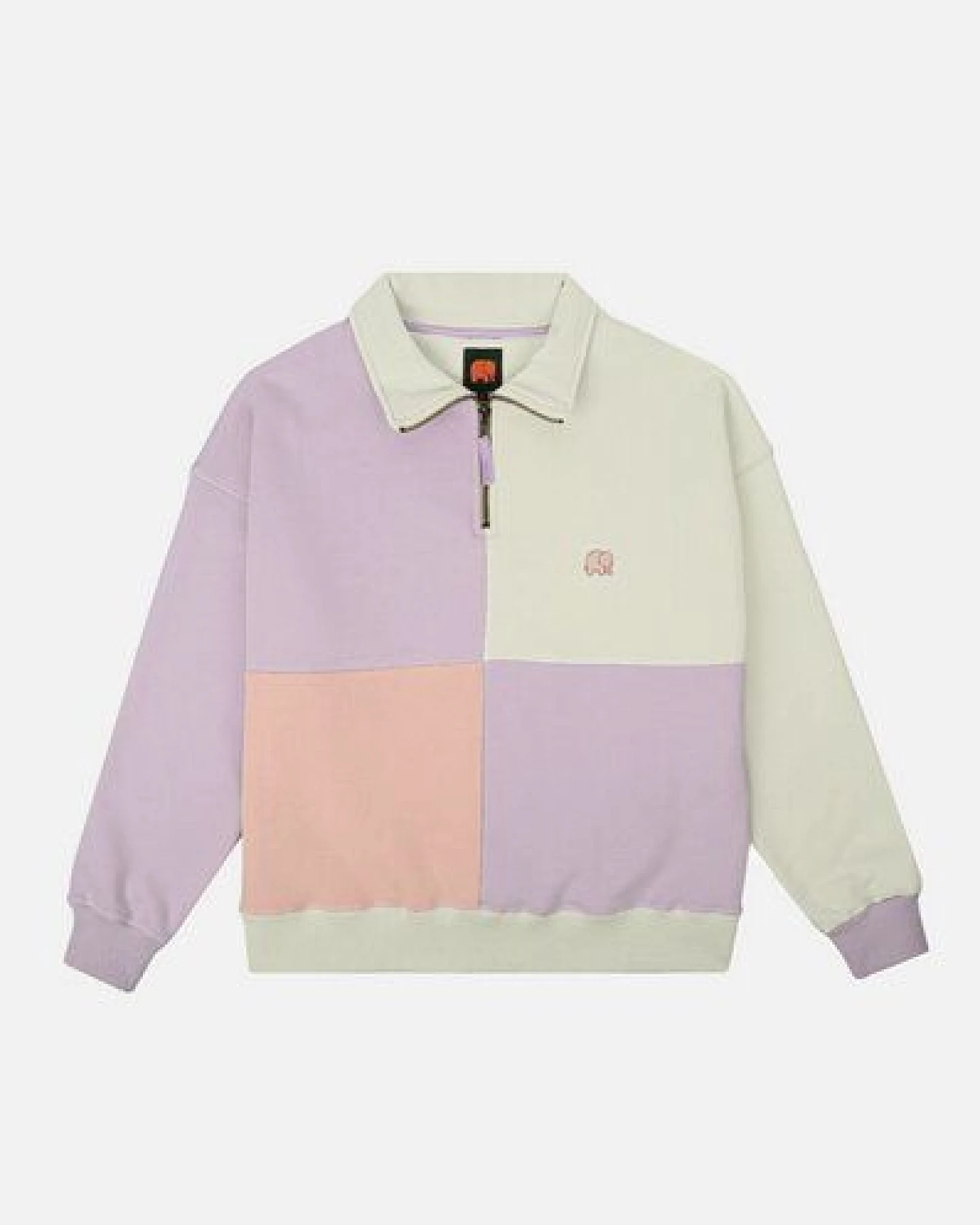 Trendsplant Women's Oversized Color Block Half Zip Sweatshirt Lavender – Ansicht 2