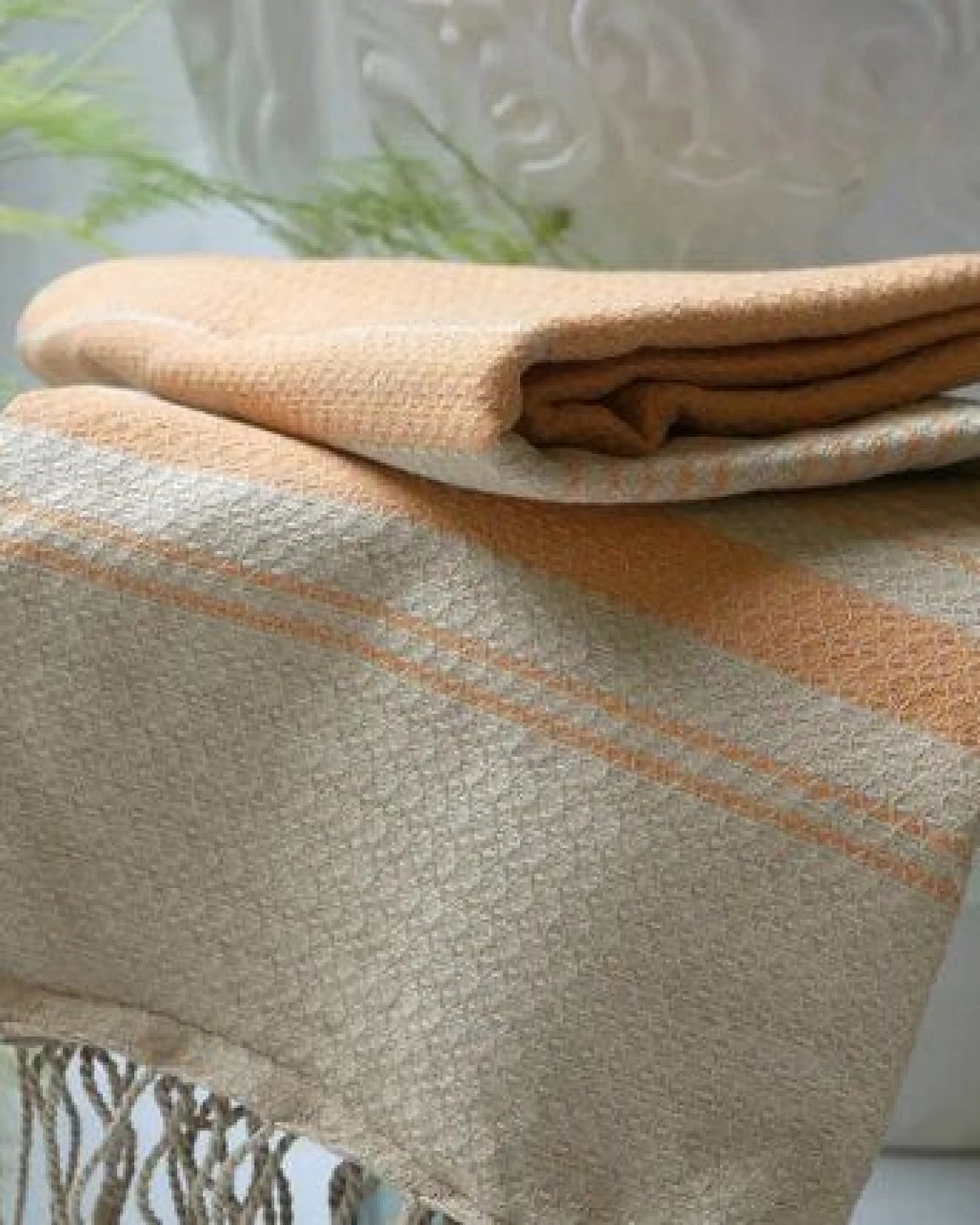 Karawan authentic Hamamtuch Fouta "sand" aus Biobaumwolle, 100 × 200 cm – Ansicht 4