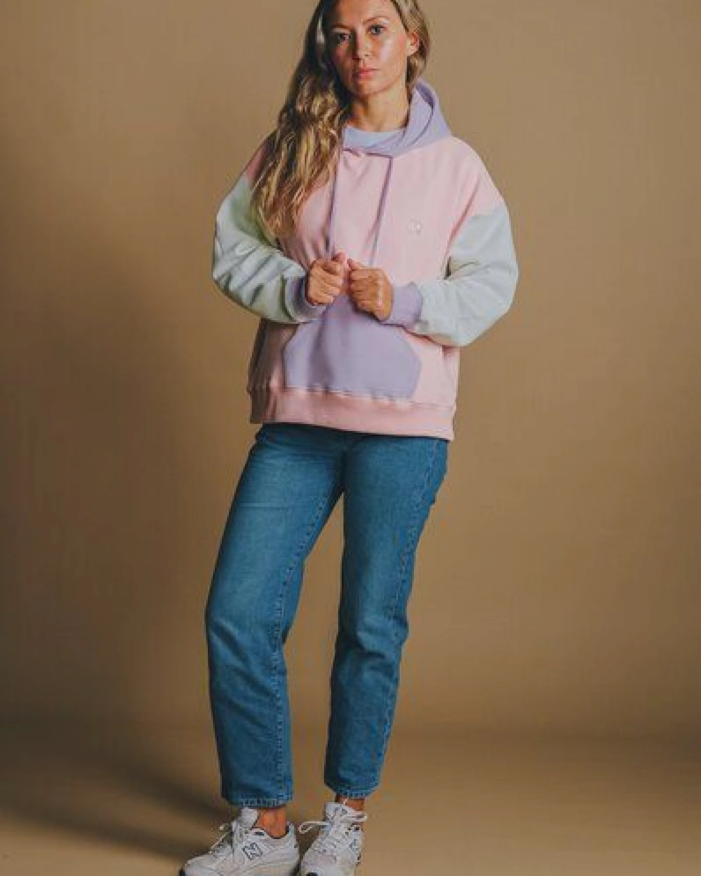 Trendsplant Women's Oversized Color Block Hoodie Pink – Ansicht 3