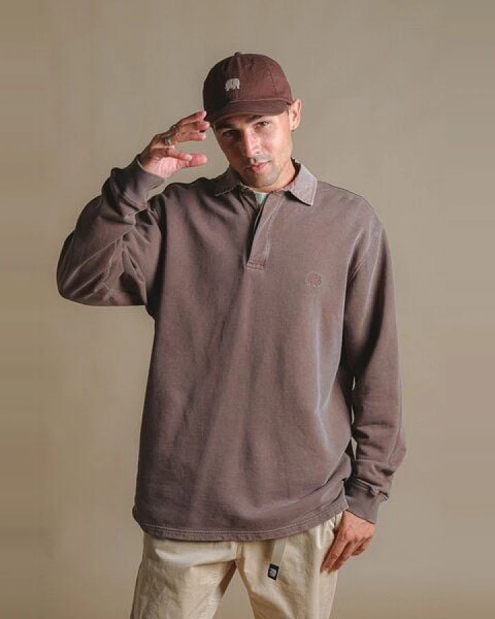 Trendsplant Carvalho Pigment Heavyweight Polo Sweatshirt Chestnut