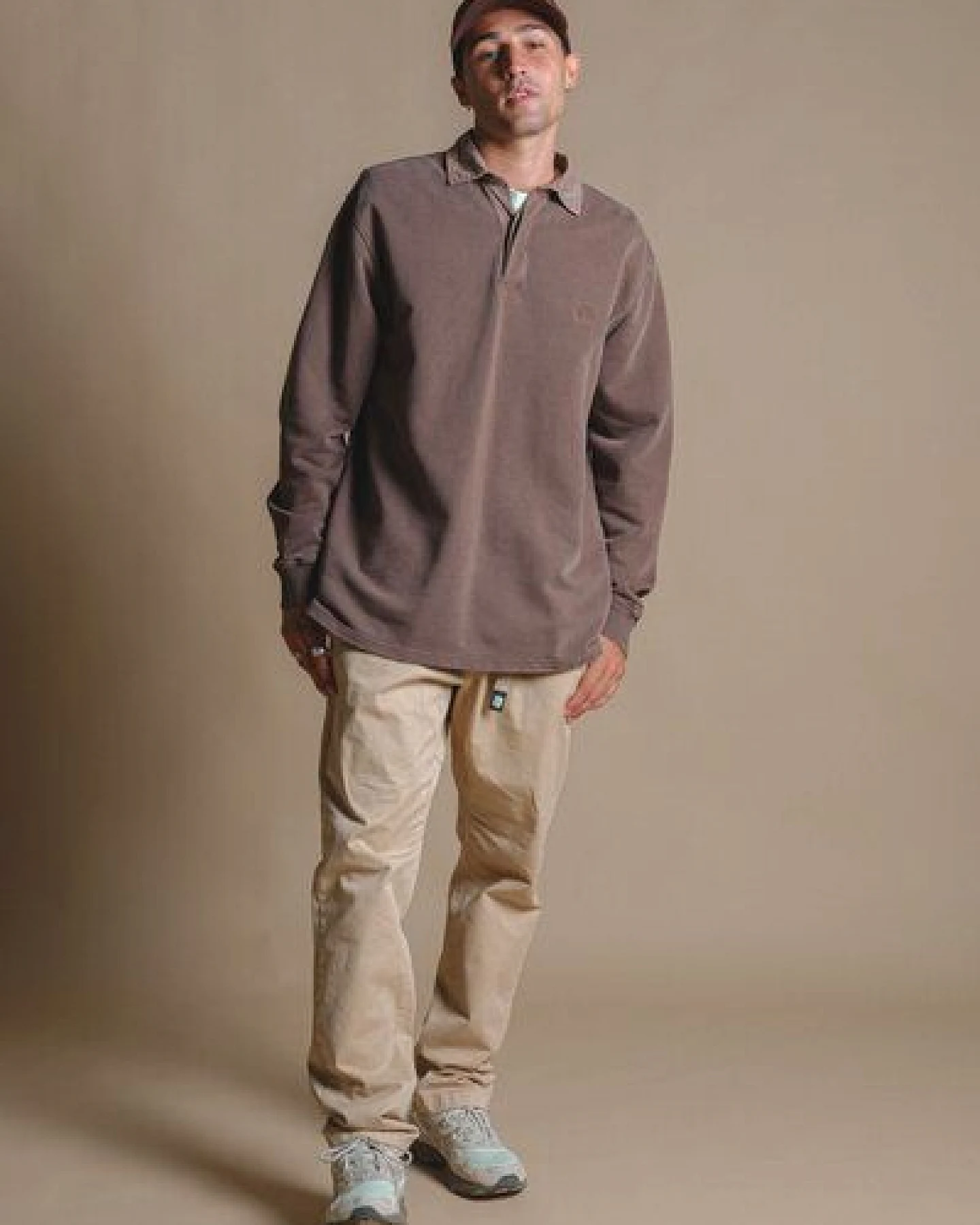 Trendsplant Carvalho Pigment Heavyweight Polo Sweatshirt Chestnut – Ansicht 3
