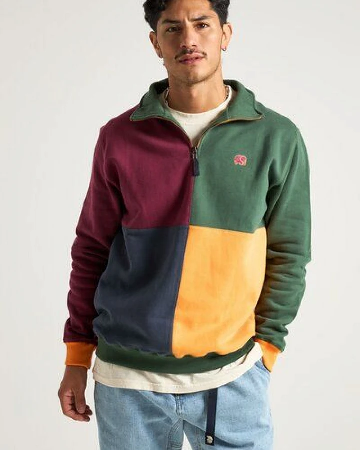 Trendsplant Color Block Half Zip Sweatshirt "Harlequin"