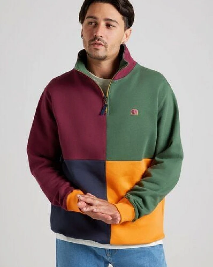 Trendsplant Color Block Half Zip Sweatshirt "Harlequin"