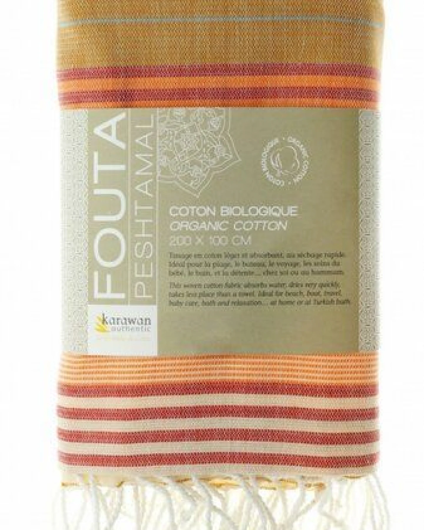 Karawan authentic Fouta Hamamtuch aus reiner Bio-Baumwolle 200 × 100 cm (Stil SUD) – Ansicht 2