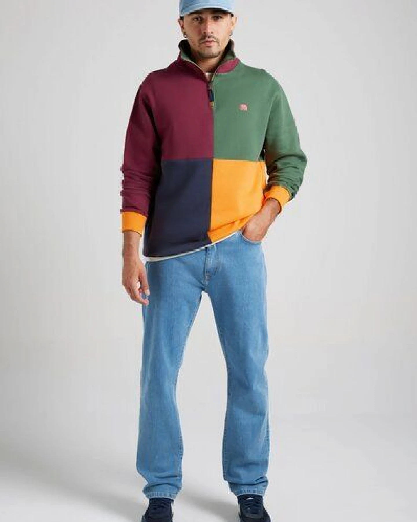 Trendsplant Color Block Half Zip Sweatshirt "Harlequin" – Ansicht 3