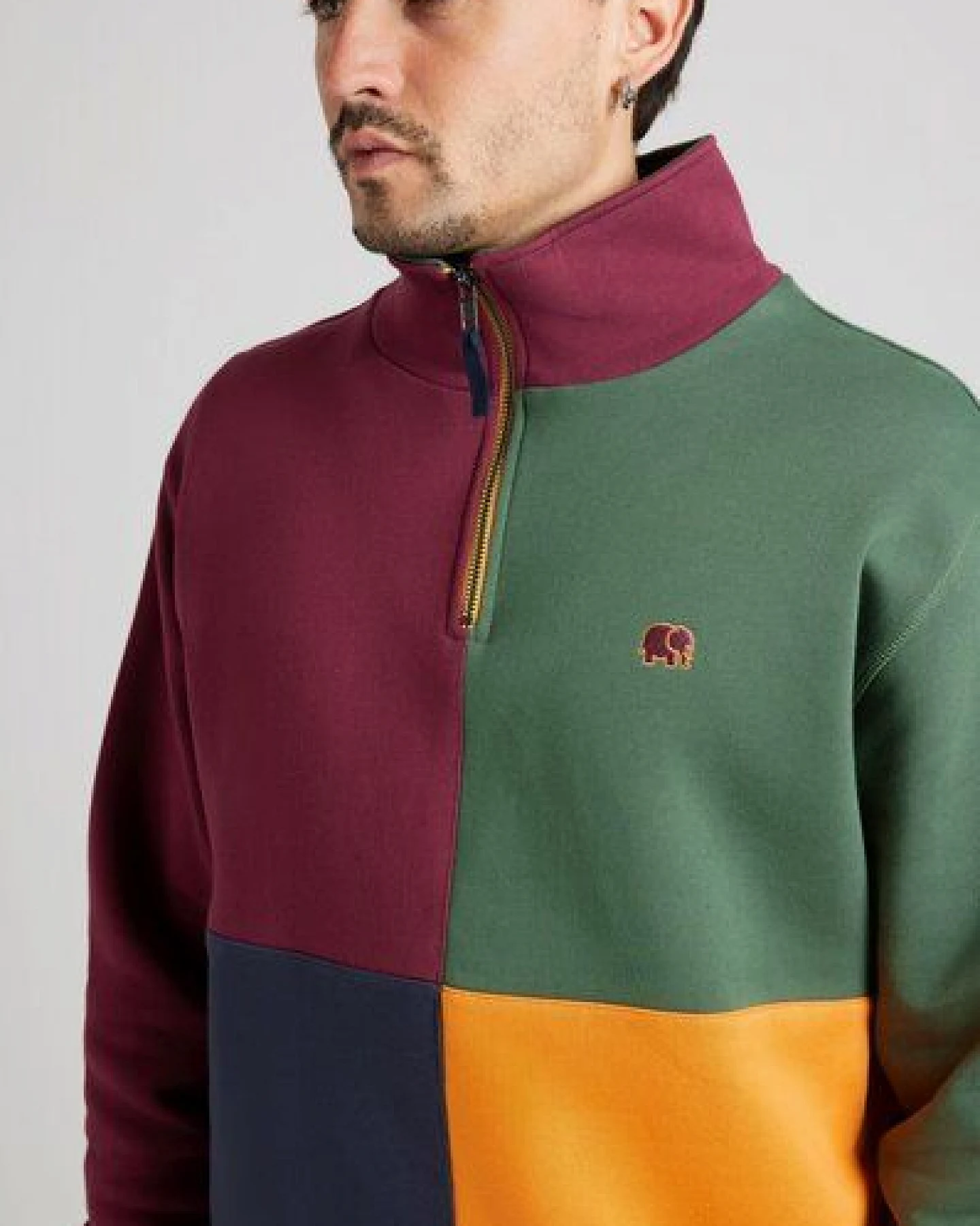 Trendsplant Color Block Half Zip Sweatshirt "Harlequin" – Ansicht 4
