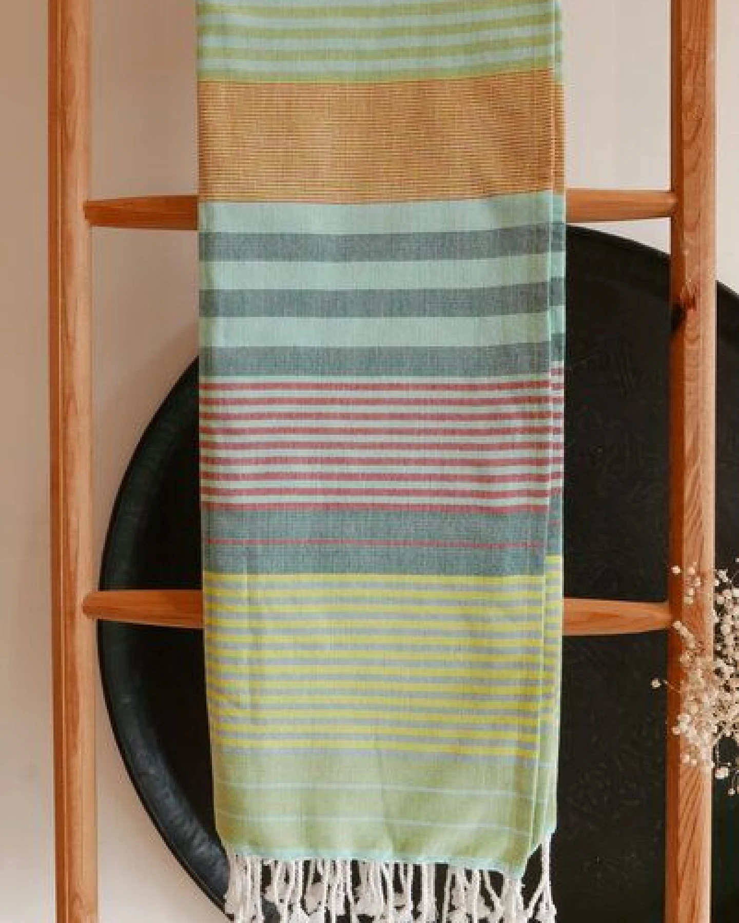 Karawan authentic Fouta Hamamtuch aus reiner Bio-Baumwolle 200 × 100 cm (Stil SUD) – Ansicht 2