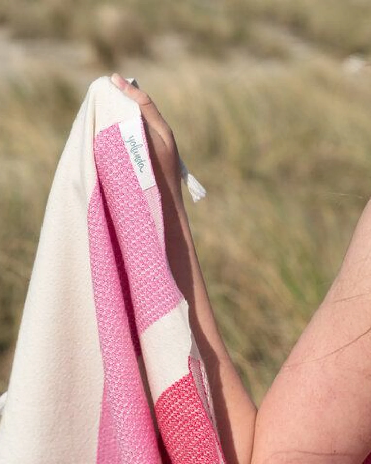 Yolunda Hamamtuch, Strandtuch Dalya Bio-Baumwolle zweifarbig gestreift – Ansicht 2