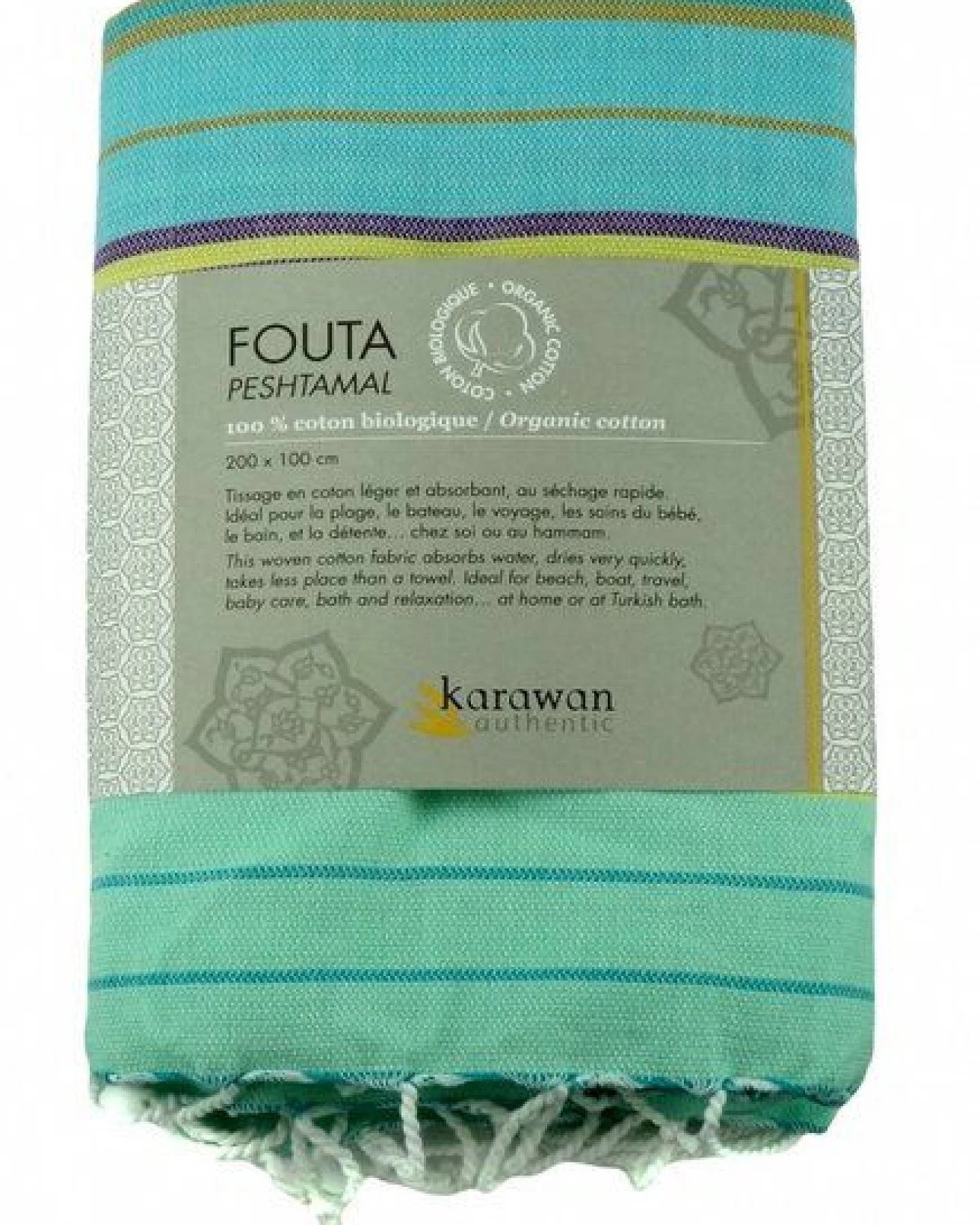 Karawan authentic Fouta Hamamtuch aus reiner Bio-Baumwolle 200 × 100 cm (Stil SUD) – Ansicht 2