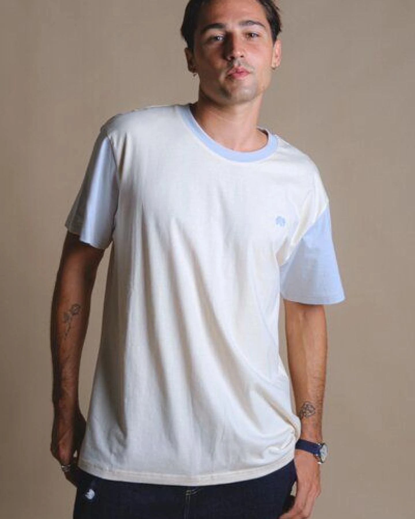 Trendsplant Color Block T-Shirt Pale Glow/Steel Haze – Ansicht 2