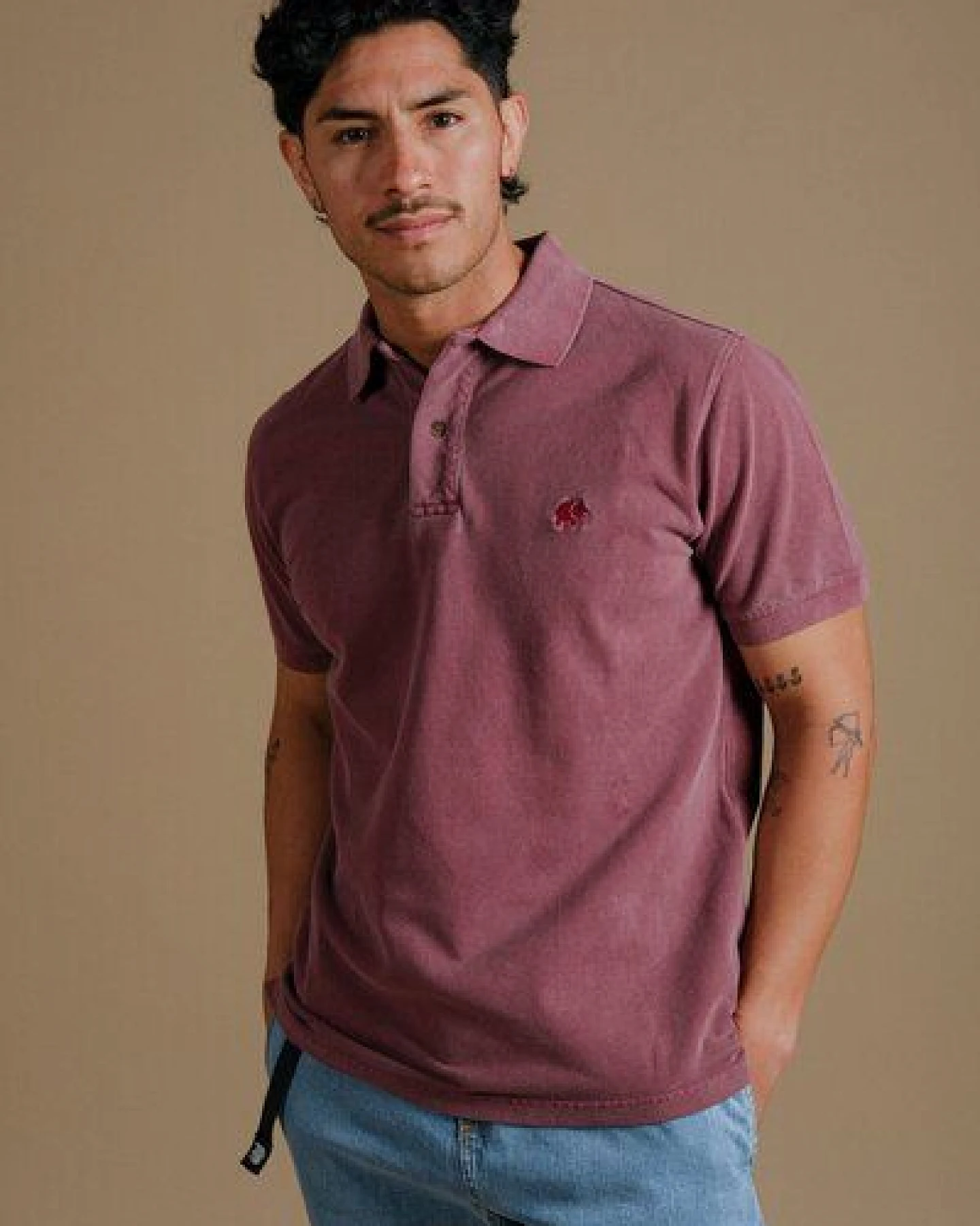 Trendsplant Organic Pigment Dyed Polo Shirt Zinfandel – Ansicht 2