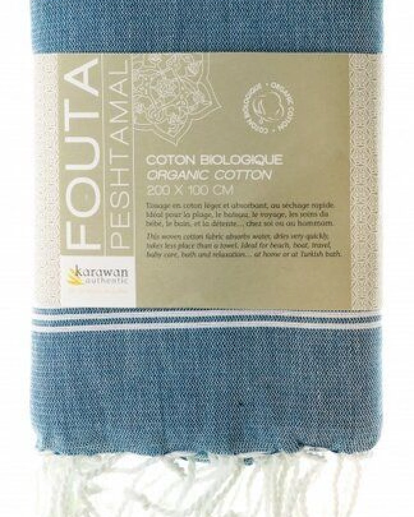 Karawan authentic Fouta Hamamtuch aus reiner Bio-Baumwolle 200 × 100 cm (Stil HAMMAM) – Ansicht 3