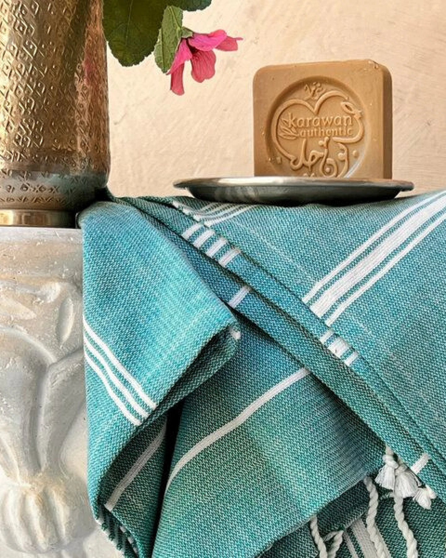 Karawan authentic Fouta HAMMAM (Peshtamal) aus Bio-Baumwolle, 100 x 200cm – Ansicht 3