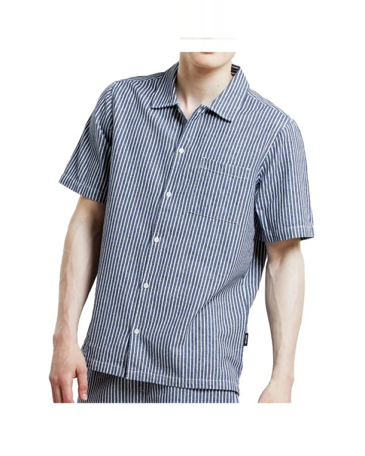 DEDICATED - Shirt Brantevik Work Stripe - Hemd Gr M grau