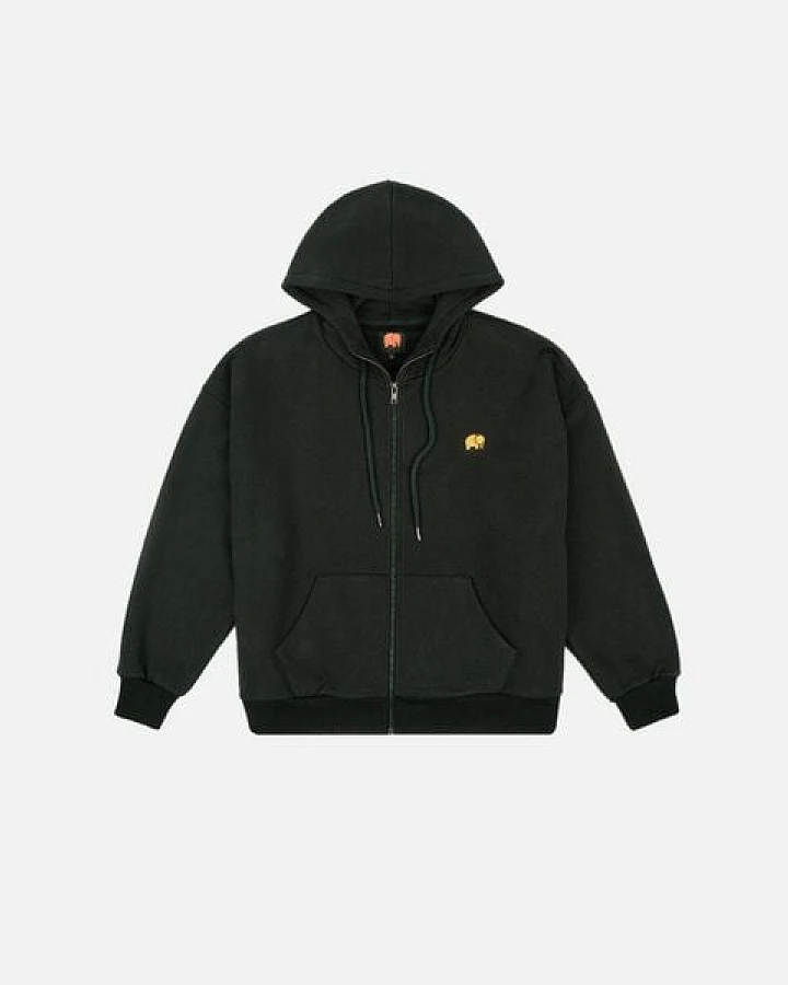 Trendsplant Women's Organic Essential Oversized Zip Hoodie Scarab Green