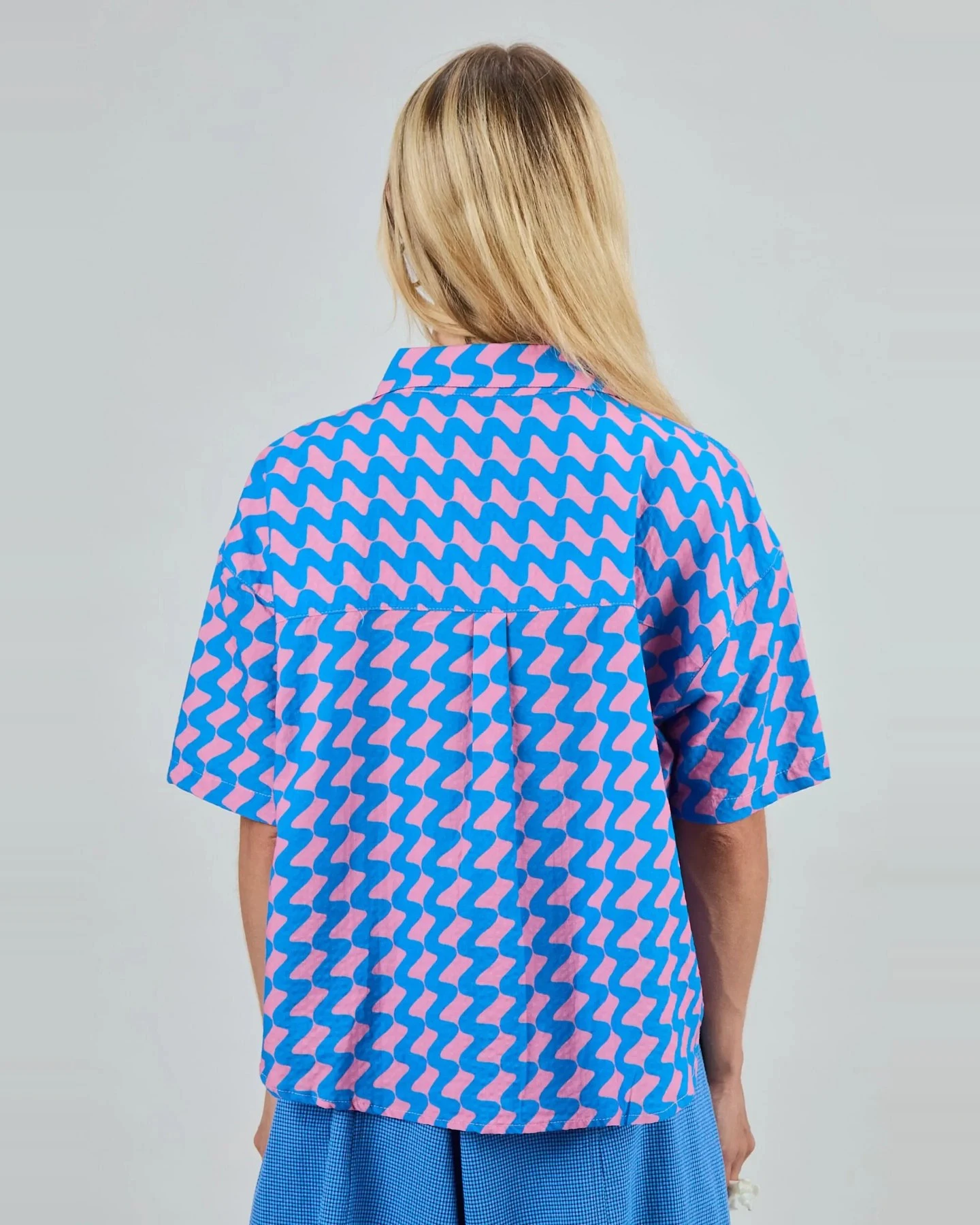 Bluse Gum Oversize Cropped Blau – Ansicht 4
