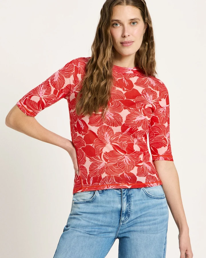 T-Shirt Stehkragen Print Bloom