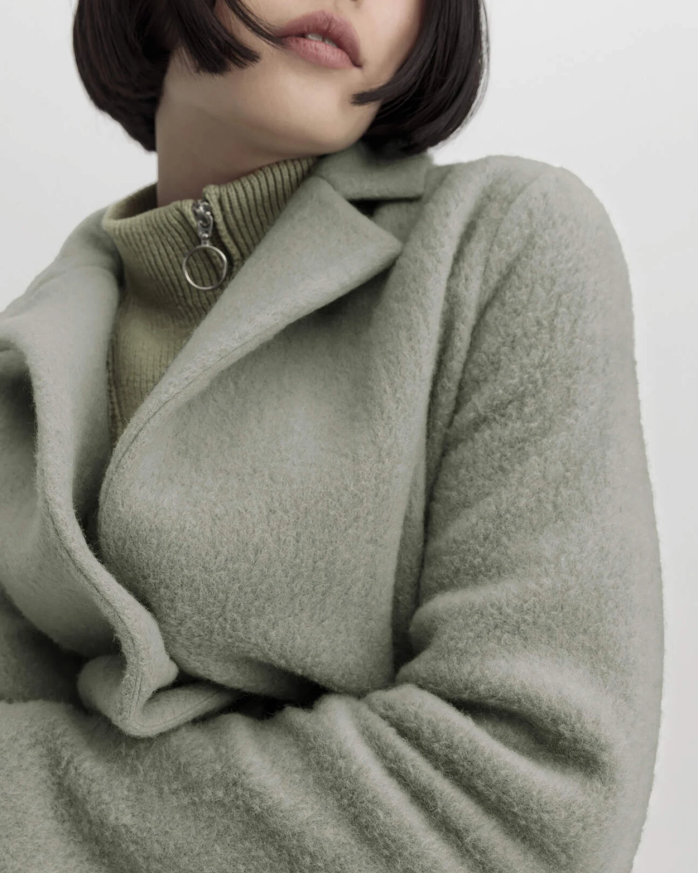 hessnatur Damen Wollfleece Mantel Regular aus Bio-Merinowolle mit Bio-Baumwolle - grün - Größe 38 – Ansicht 4