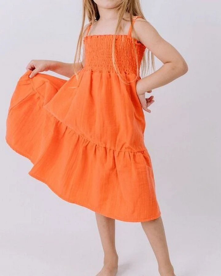Walkiddy Coral Bloom-Strap Dress