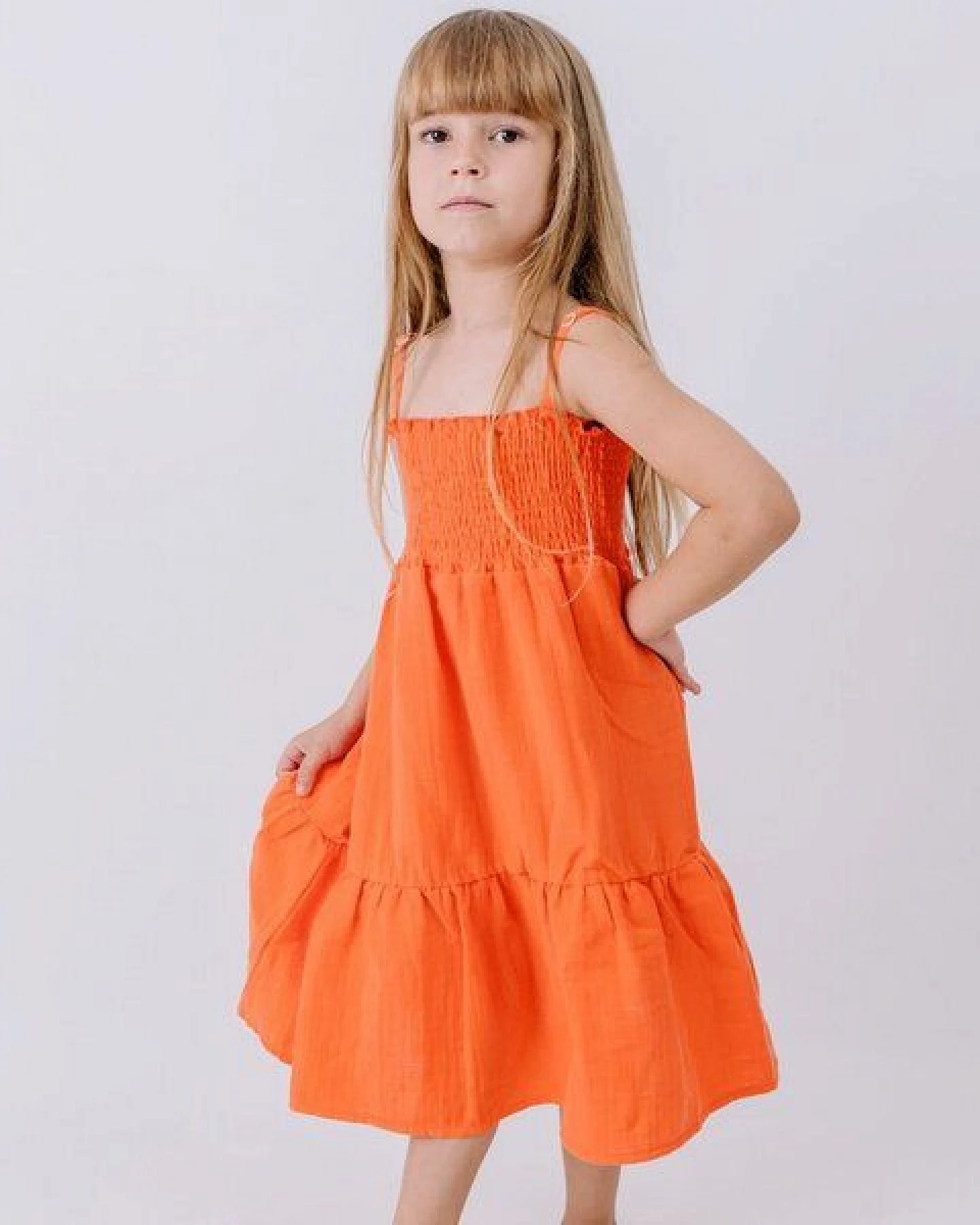 Trägerkleid Koralle uni Musselin Bio-Baumwolle GOTS – Walkiddy – Ansicht 3