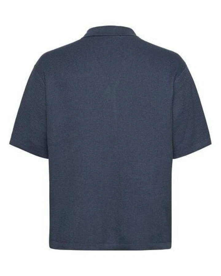 KnowledgeCotton Apparel Gestricktes Poloshirt im Boxy-Fit aus Biobaumwolle