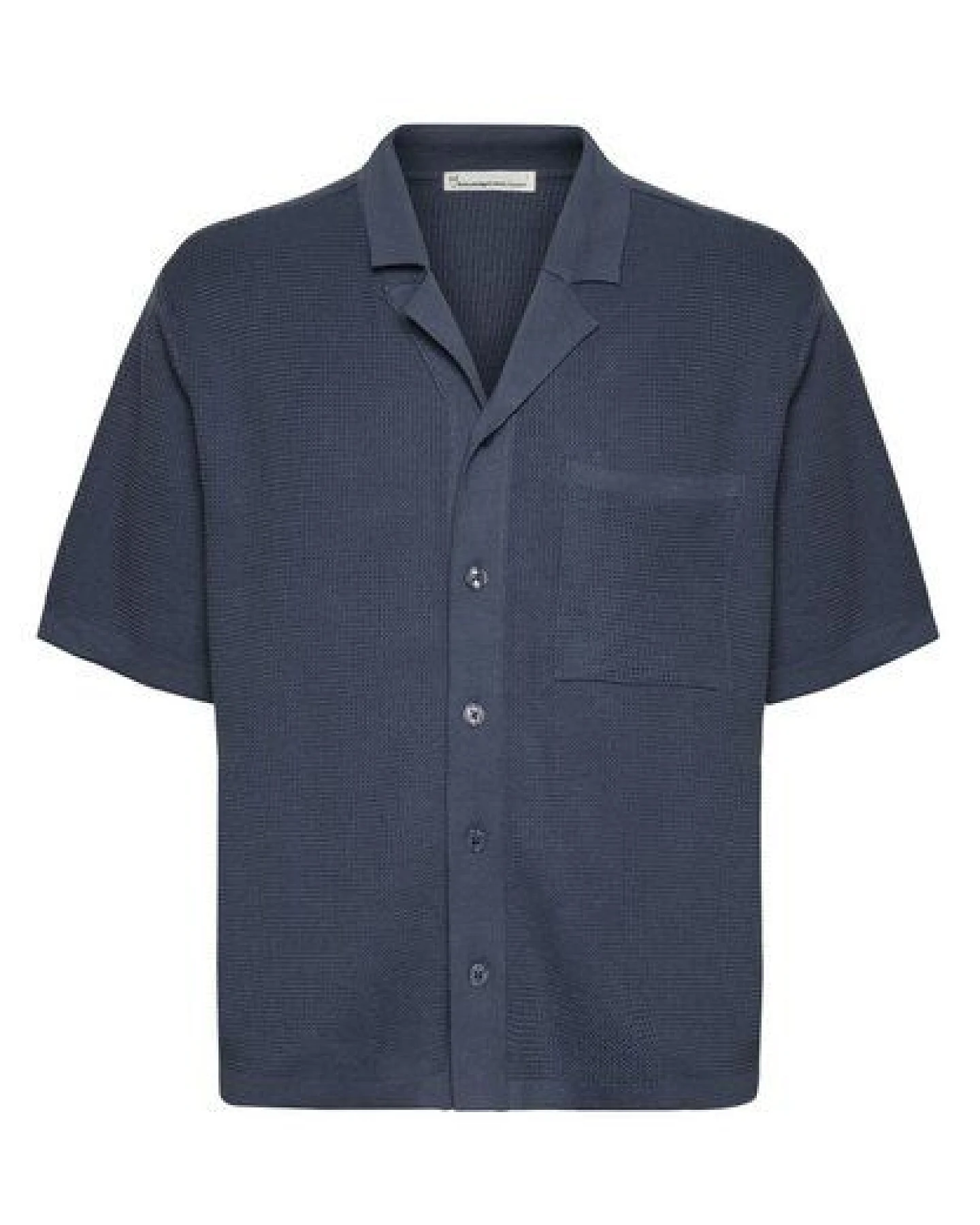 KnowledgeCotton Apparel Gestricktes Poloshirt im Boxy-Fit aus Biobaumwolle – Ansicht 3