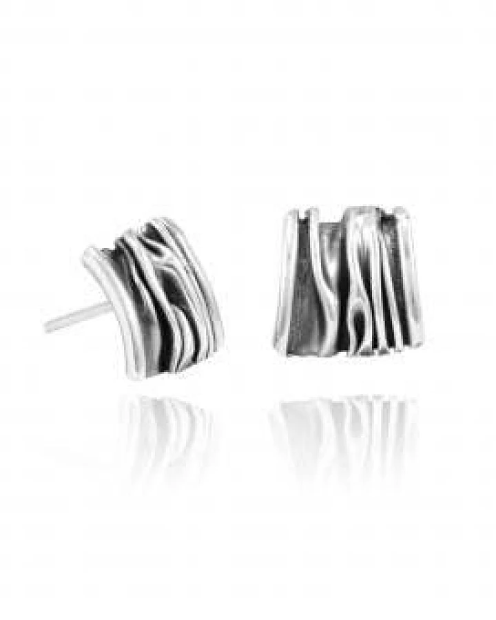 pakilia Silber Ohrringe Wellen-Eckig Fair-Trade und handmade
