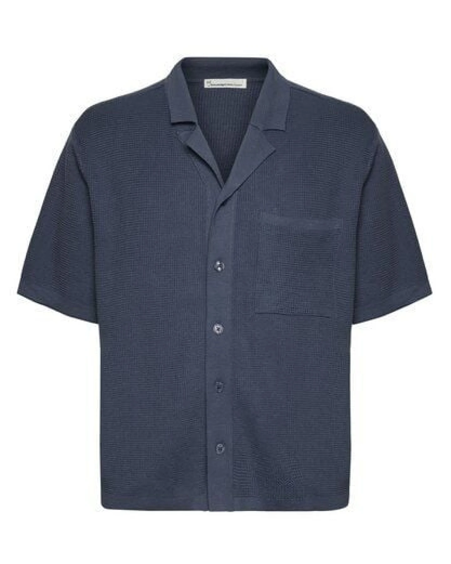KnowledgeCotton Apparel Gestricktes Poloshirt im Boxy-Fit aus Biobaumwolle – Ansicht 2
