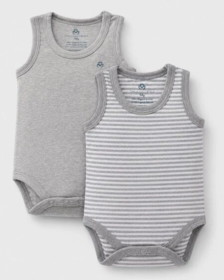 OrganicEra Bio-Ärmellose Babybodys für Neugeborene, 2er-Set