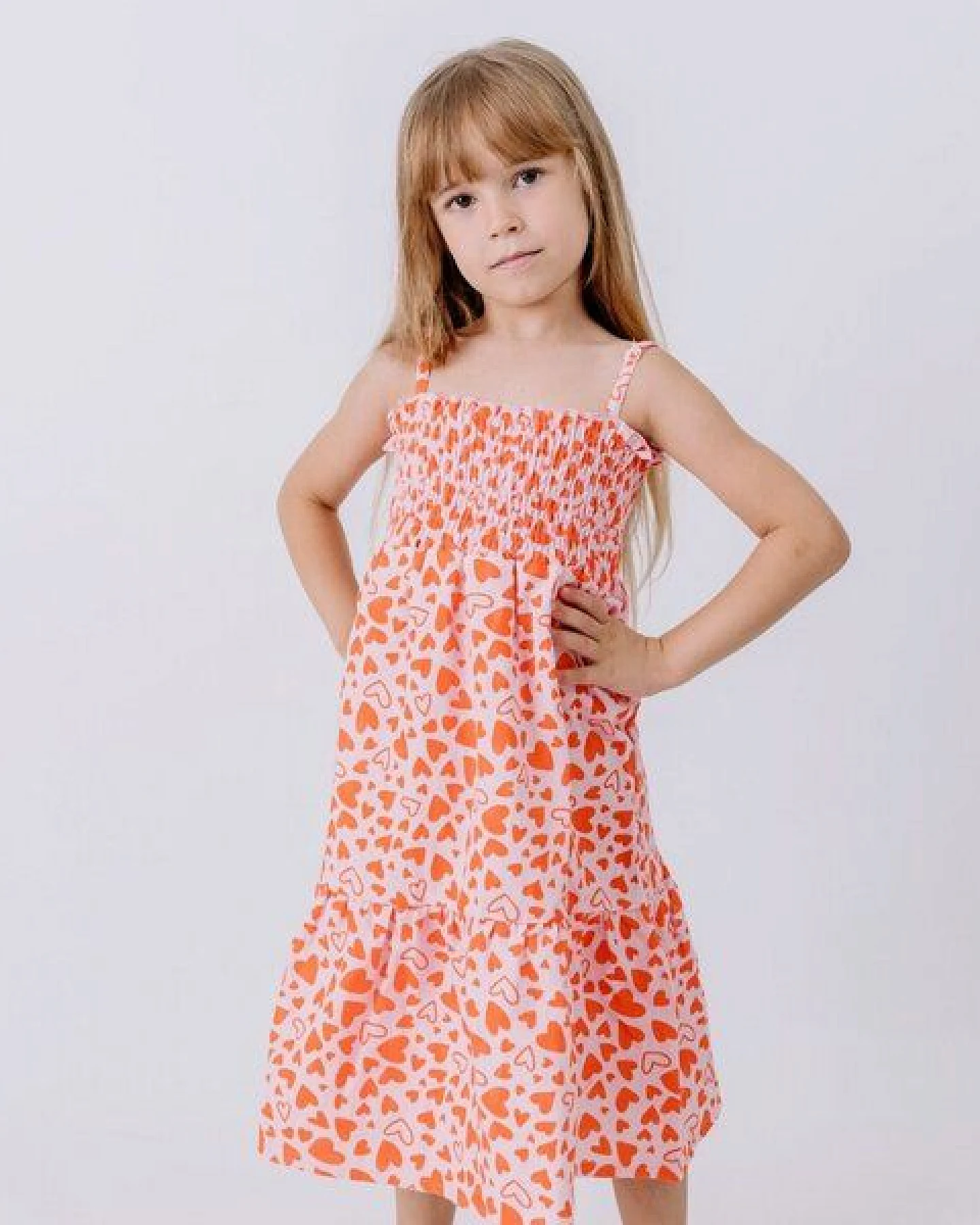 Trägerkleid Rosa Herzen Allover Musselin Bio-Baumwolle GOTS – Walkiddy – Ansicht 2