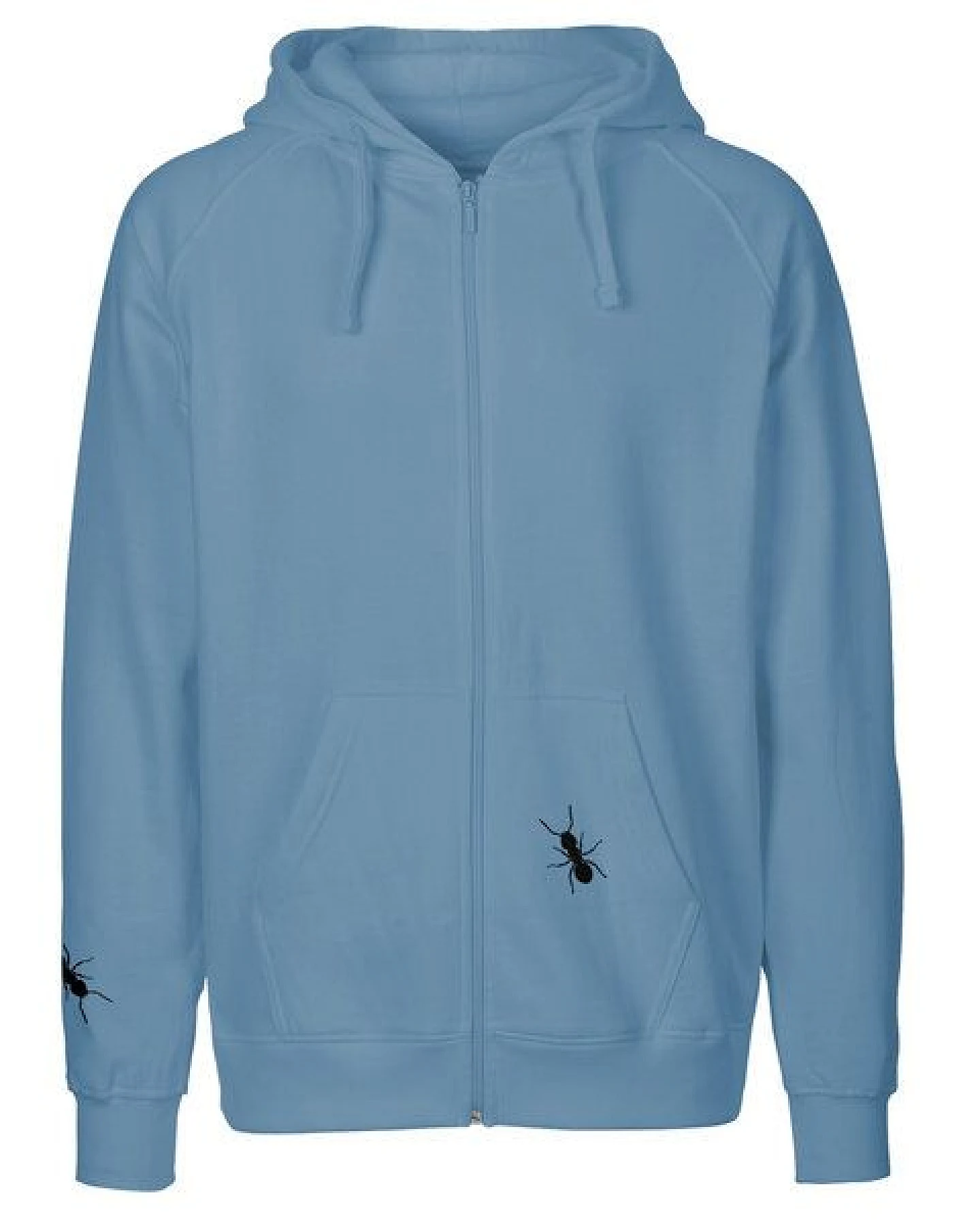 HANDGEDRUCKT "Ameisen" Männer Zip-HOODY aus reiner Biobaumwolle (kbA) – Ansicht 2