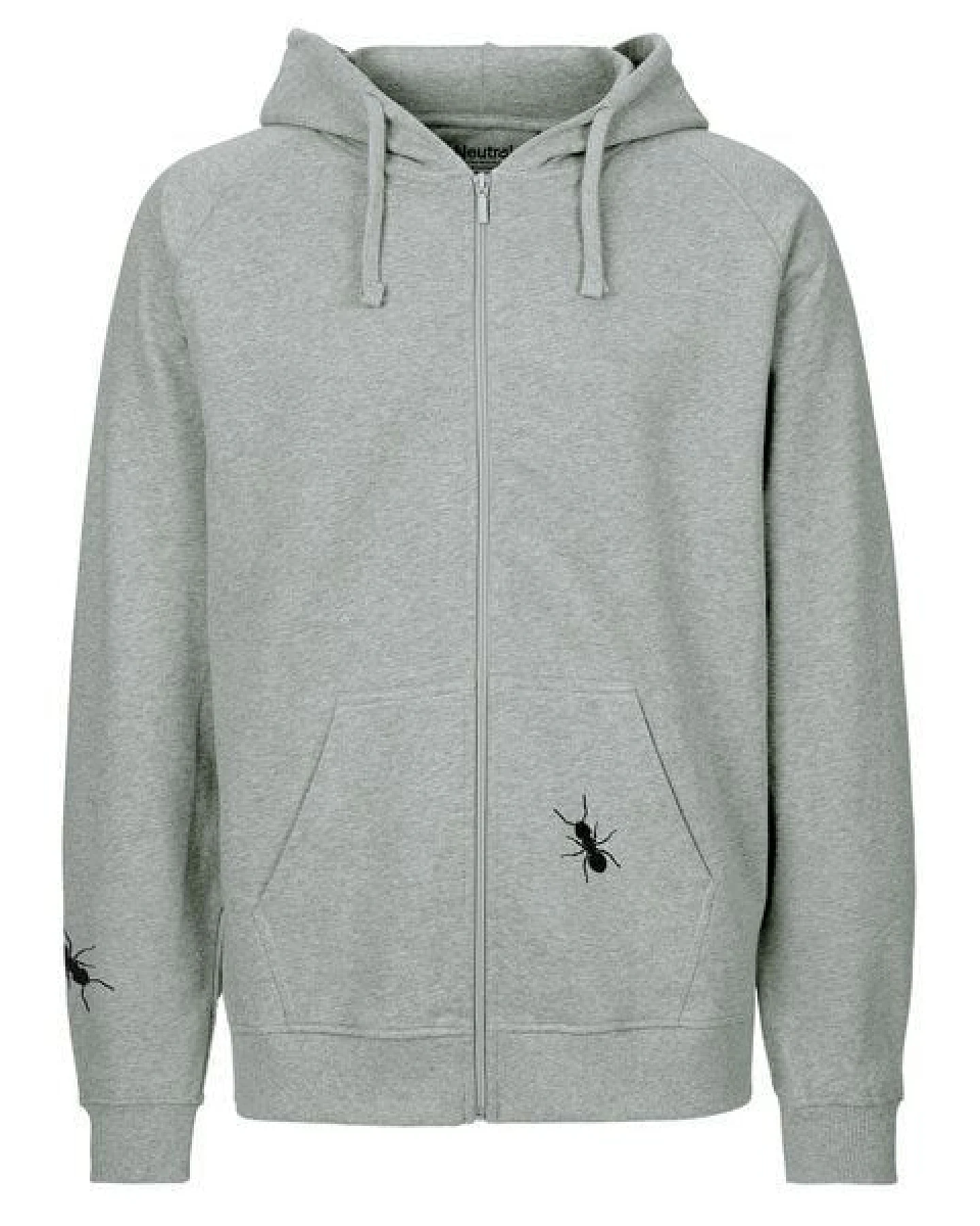 HANDGEDRUCKT "Ameisen" Männer Zip-HOODY aus reiner Biobaumwolle (kbA) – Ansicht 2