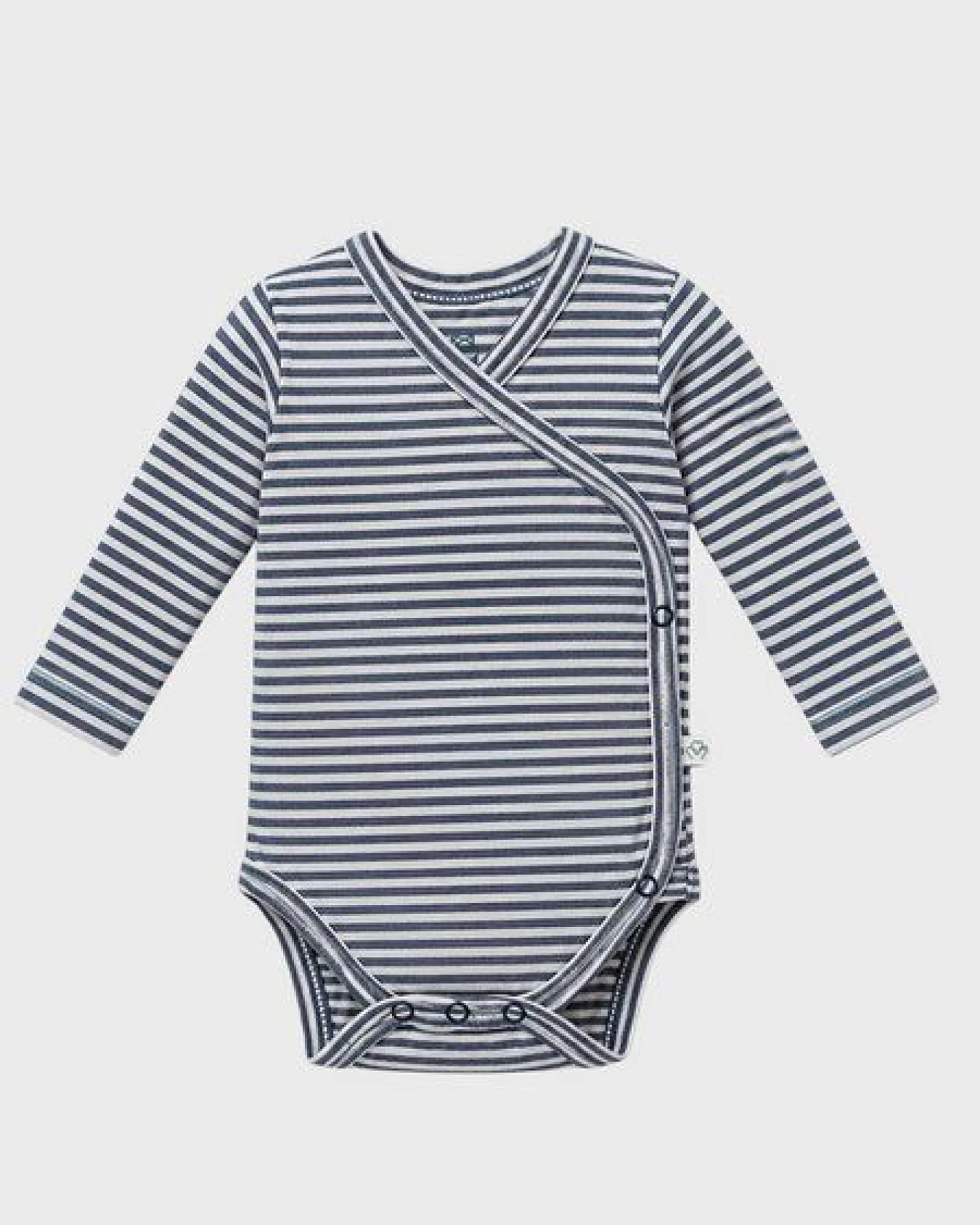 OrganicEra Bio-Langarm Kimono-Babybody für Neugeborene, Gestreift – Ansicht 2
