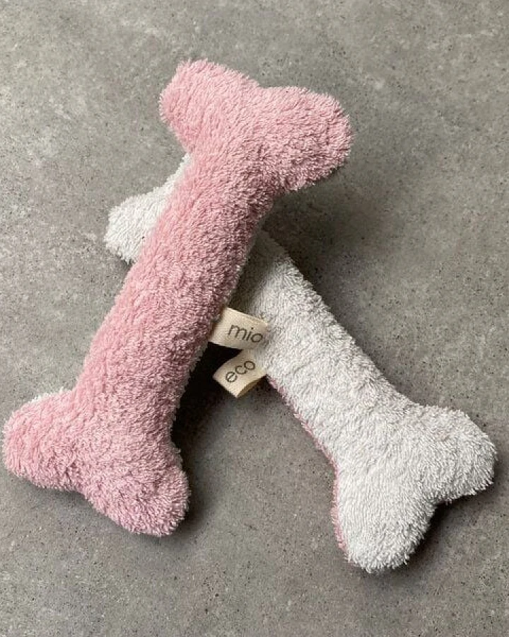 mio eco SET: Zwei hochwertige Upcycling Hundespielzeuge aus Hotel-Handtüchern zero waste je rosa-weiss