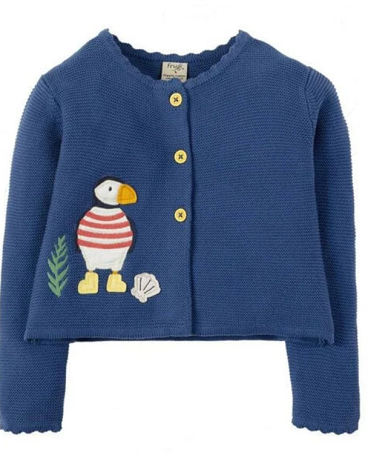 Frugi Strickjacke Milly Swing Papageientaucher in blau