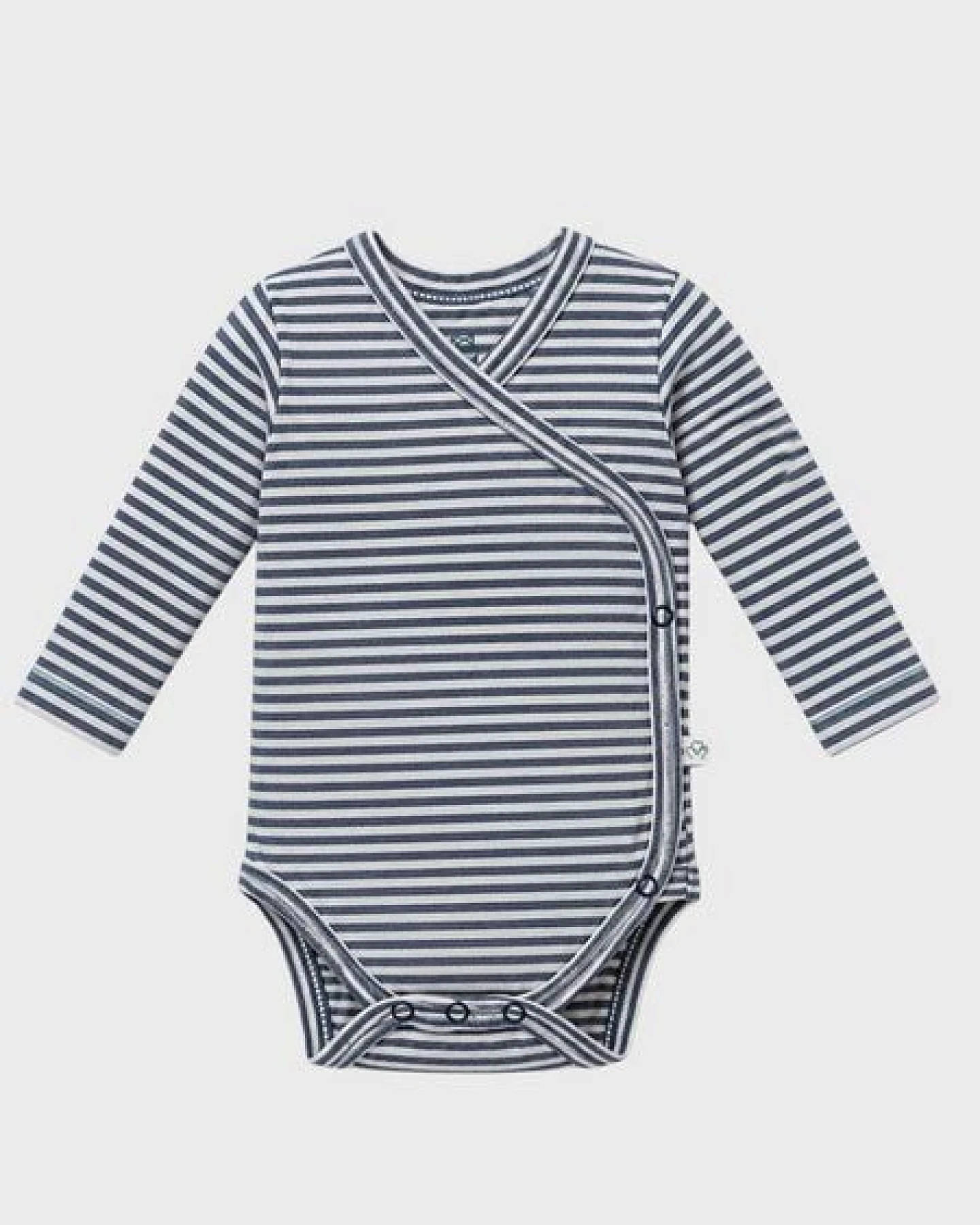 OrganicEra Bio-Langarm Kimono-Babybody für Neugeborene, Gestreift – Ansicht 2