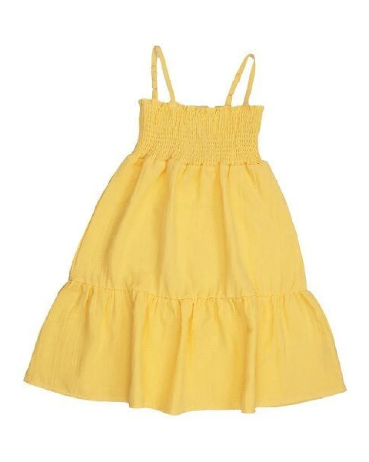 Trägerkleid Gelb uni Musselin Bio-Baumwolle GOTS – Walkiddy