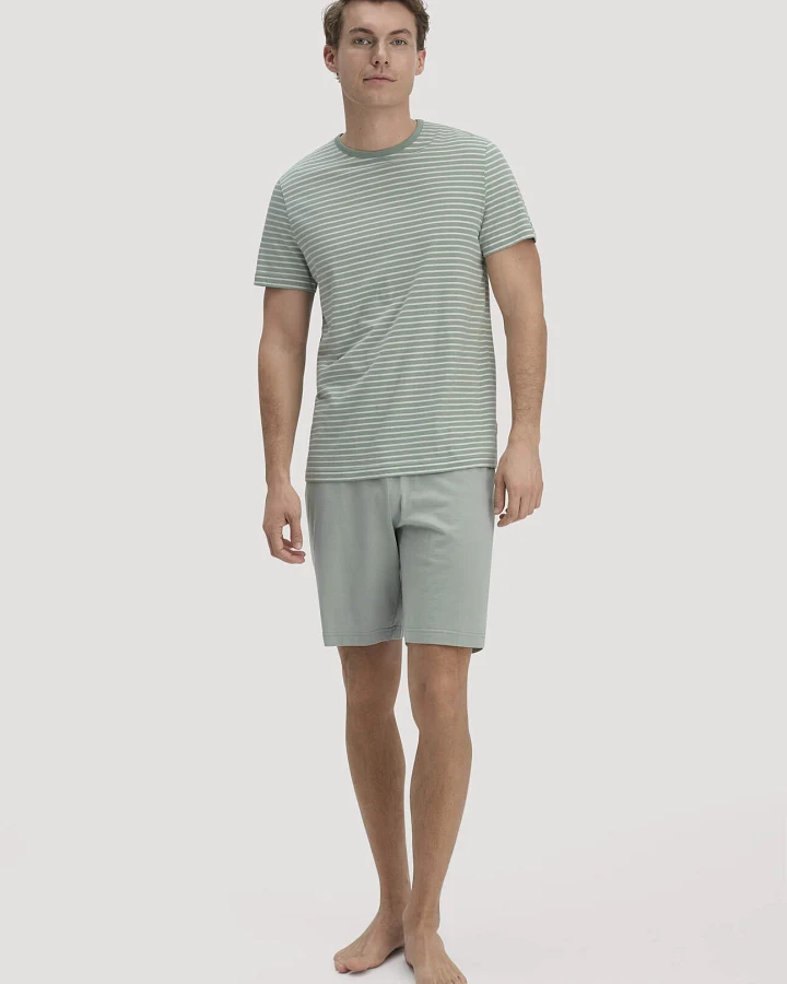 hessnatur Herren Pyjama PURE COTTON aus Bio-Baumwolle - grün - Größe 46
