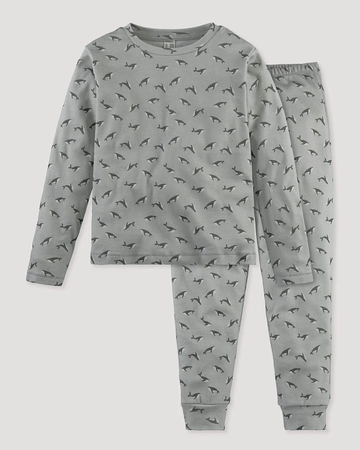 hessnatur Kinder Pyjama aus Bio-Baumwolle - grau - Größe 134/140